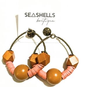Seashells Boutique Wood Hoop Earrings